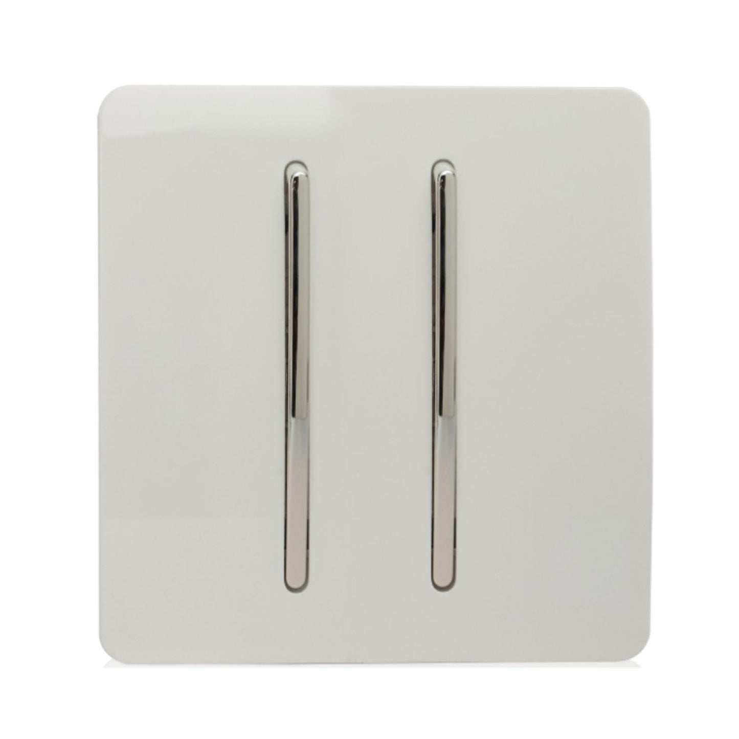 Trendi 2 Gang 3 Way Intermediate Artistic Modern Glossy 10 Amp Rocker Light Switch Ice White