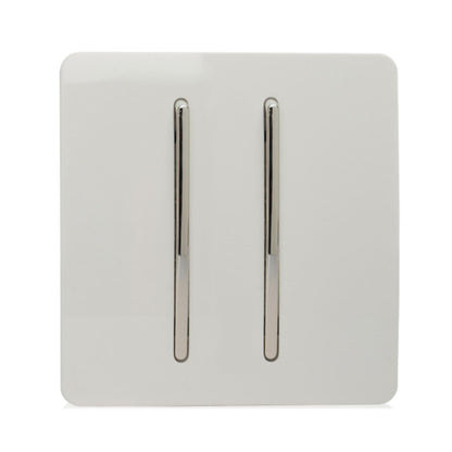 Trendi 2 Gang 3 Way Intermediate Artistic Modern Glossy 10 Amp Rocker Light Switch Ice White