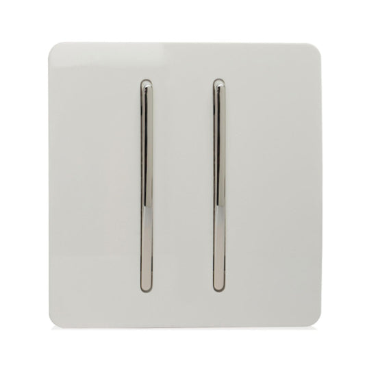 Trendi 2 Gang 3 Way Intermediate Artistic Modern Glossy 10 Amp Rocker Light Switch Ice White
