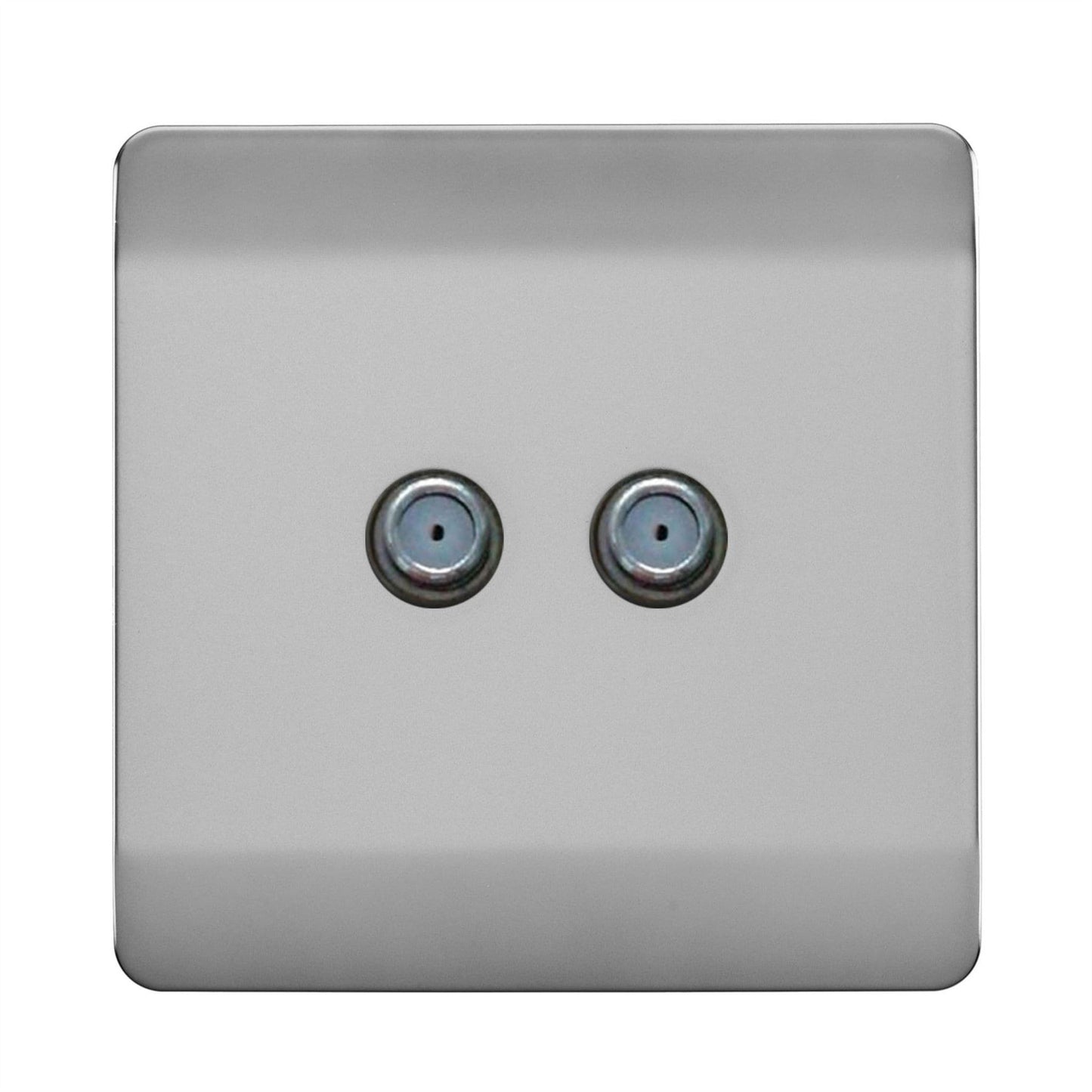 Trendi Switch 2 Gang Male F-Type Satellite Television Socket in Steel