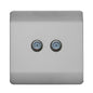Trendi Switch 2 Gang Male F-Type Satellite Television Socket in Steel