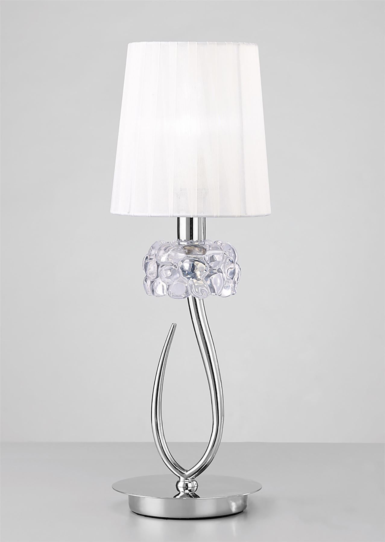 Mantra M4637 Loewe Table Lamp 1 Light E14 Small, Polished Chrome with White Shade