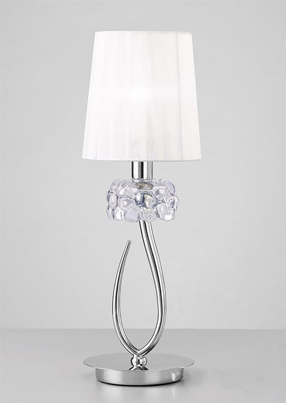 Mantra M4637 Loewe Table Lamp 1 Light E14 Small, Polished Chrome with White Shade