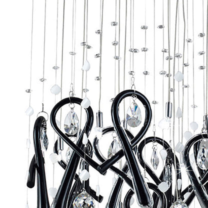 Diyas Class  Square 10 Light G4 Polished Chrome/Black Glass/Crystal, NOT LED/CFL Compatible Ceiling Pendant Light Fitting