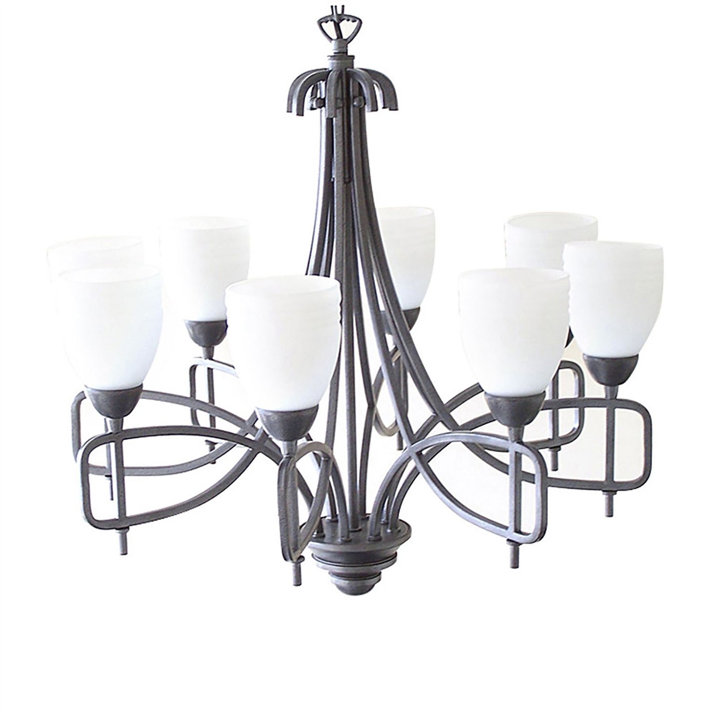 Diyas Ortona 60cm  8 Light E14 Russet Brown/Opal Glass Ceiling Pendant Light Fitting