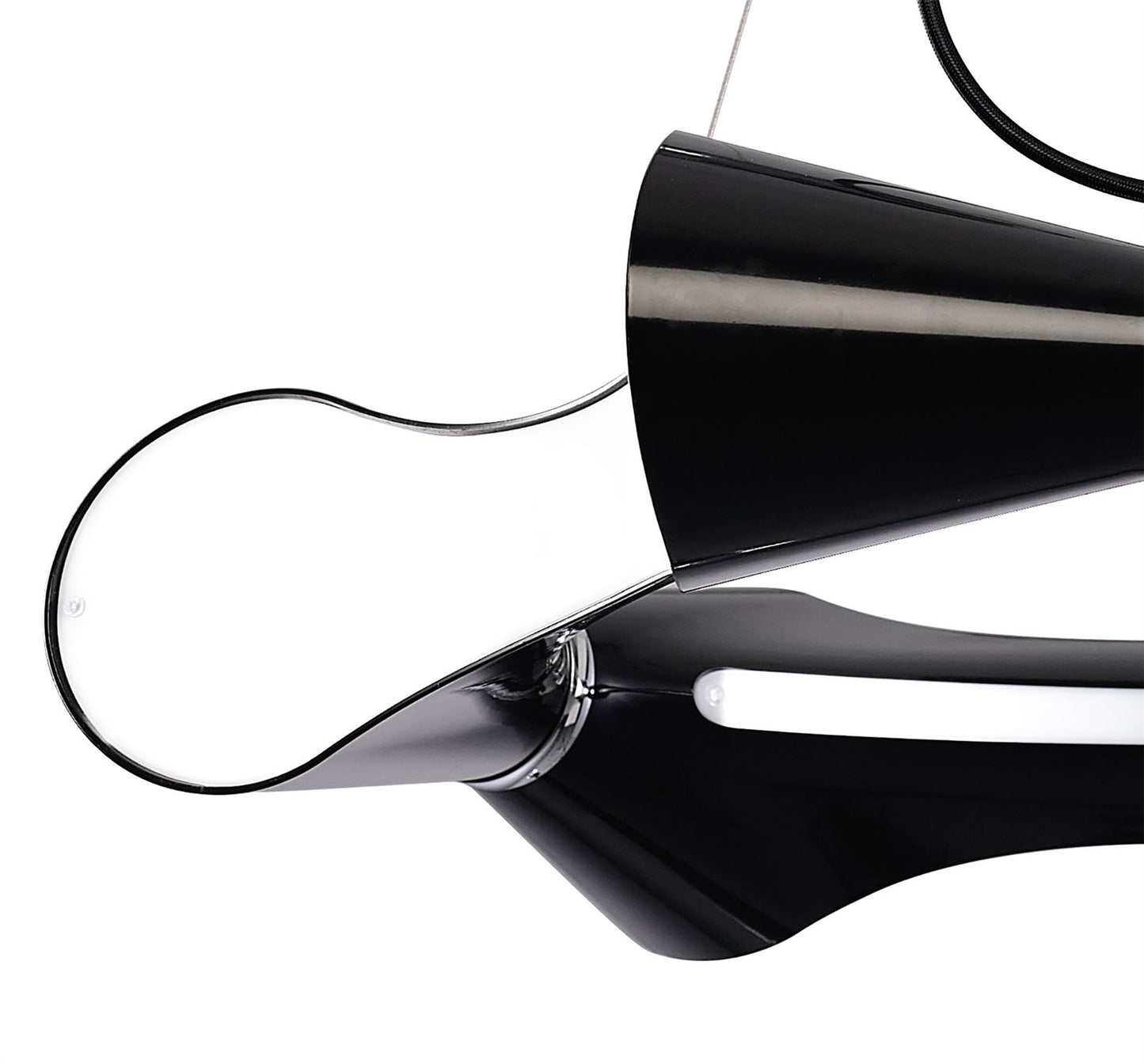 Mantra M1550 Ora Pendant 6 Flat Round Light E27, Gloss Black/White Acrylic/Polished Chrome
