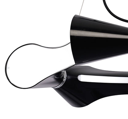 Mantra M1550 Ora Pendant 6 Flat Round Light E27, Gloss Black/White Acrylic/Polished Chrome