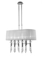 Mantra M3853 Tiffany Pendant 6+6 Light E27+G9 Oval, Polished Chrome with White Shade & Clear Crystal