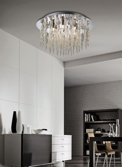 Diyas Tropez 50cm  6 Light G9 with RGB LEDs and Remote Control Polished Chrome/Glass Ceiling Light Fitting