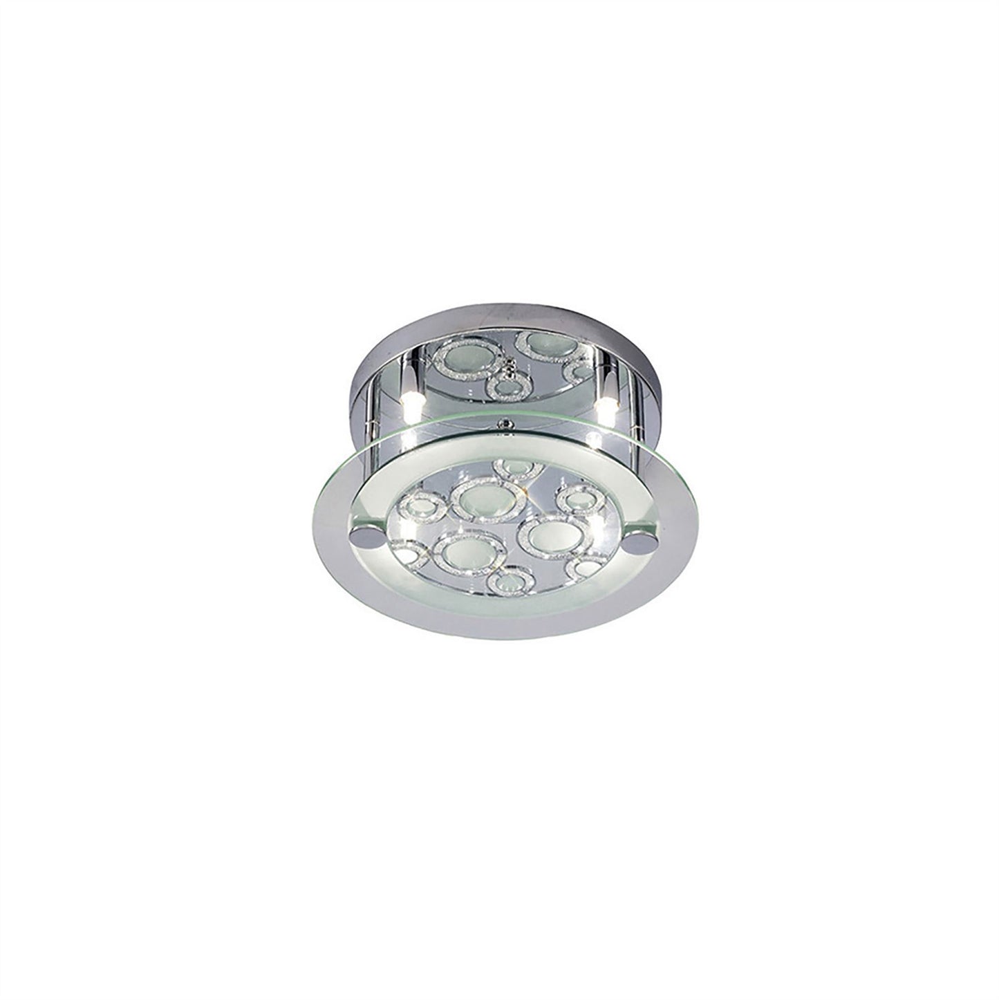 Diyas Destello 30cm Flush  Round with Circle Pattern 4 Light G9 Polished Chrome/Crystal Ceiling Light Fitting