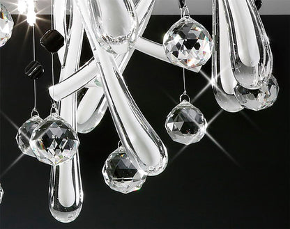 Diyas Class 60cm Flush  Round 20 Light G4 Polished Chrome/White Glass/Crystal, NOT LED/CFL Compatible Ceiling Light Fitting