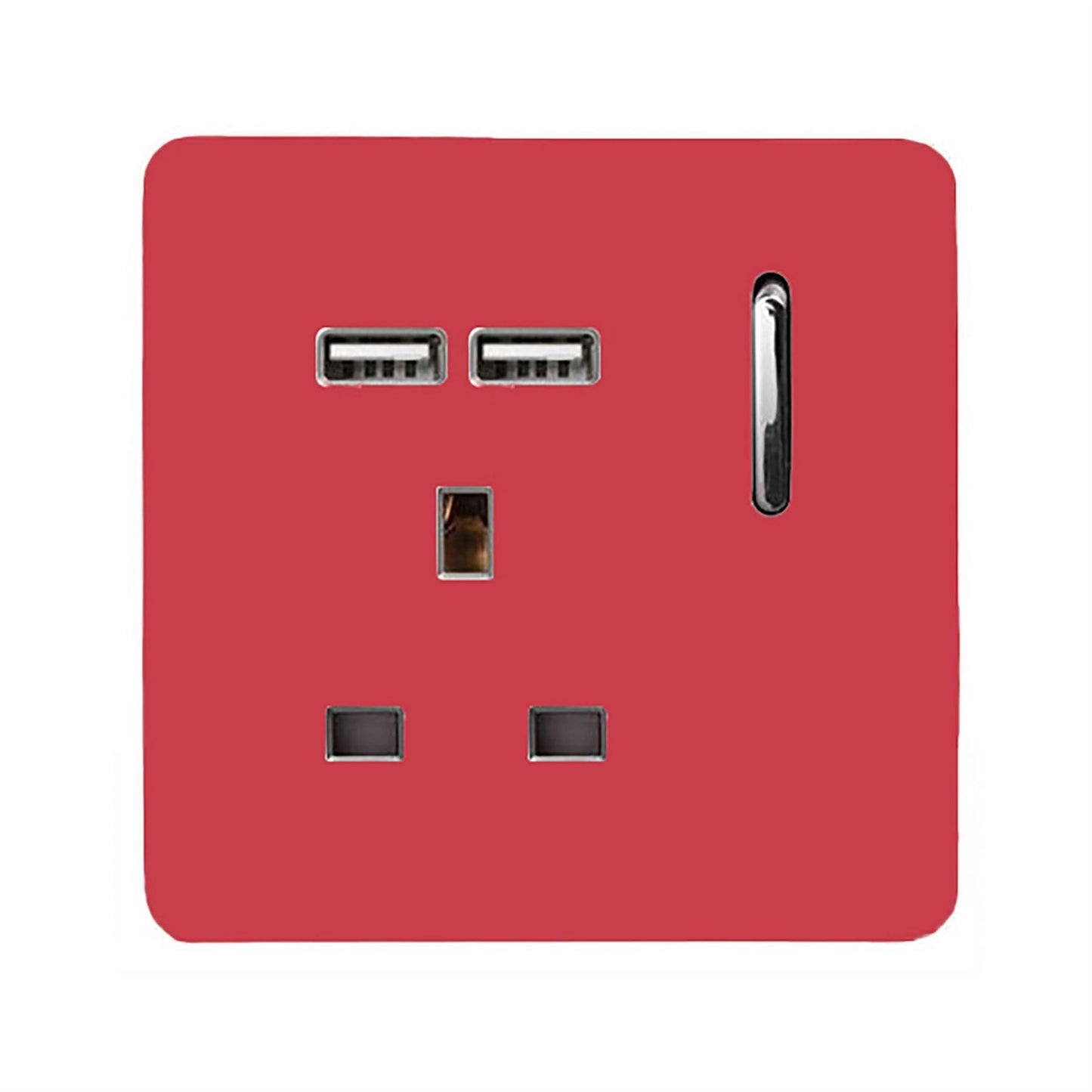 Trendi 1 Gang Artistic Modern Glossy 13 Amp 2x2.1mA USB Switched Tactile Strawberry