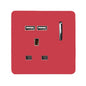 Trendi 1 Gang Artistic Modern Glossy 13 Amp 2x2.1mA USB Switched Tactile Strawberry