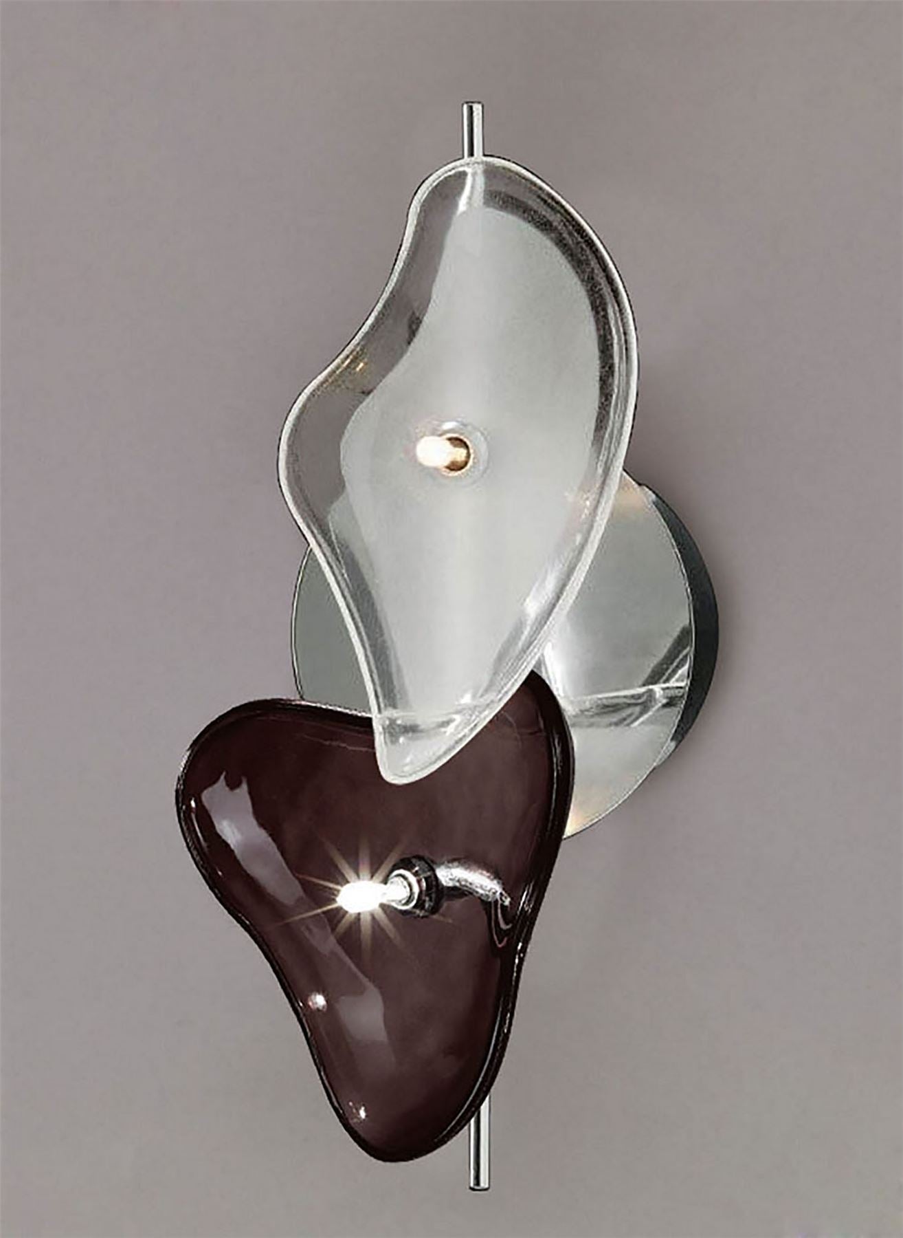 Mantra Otto Ceiling/Wall 2 Light G4 Bar, Polished Chrome/Frosted Glass/Black Glass, NOT LED/CFL Compatible