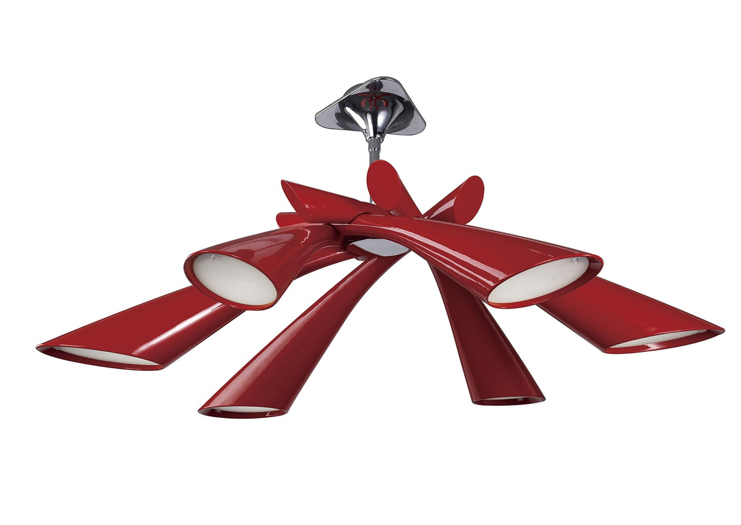 Mantra Pop 82cm Pendant/Ceiling Convertible To Semi Flush 6 Light E27, Gloss Red/White Acrylic/Polished Chrome, CFL Lamps INCLUDED
