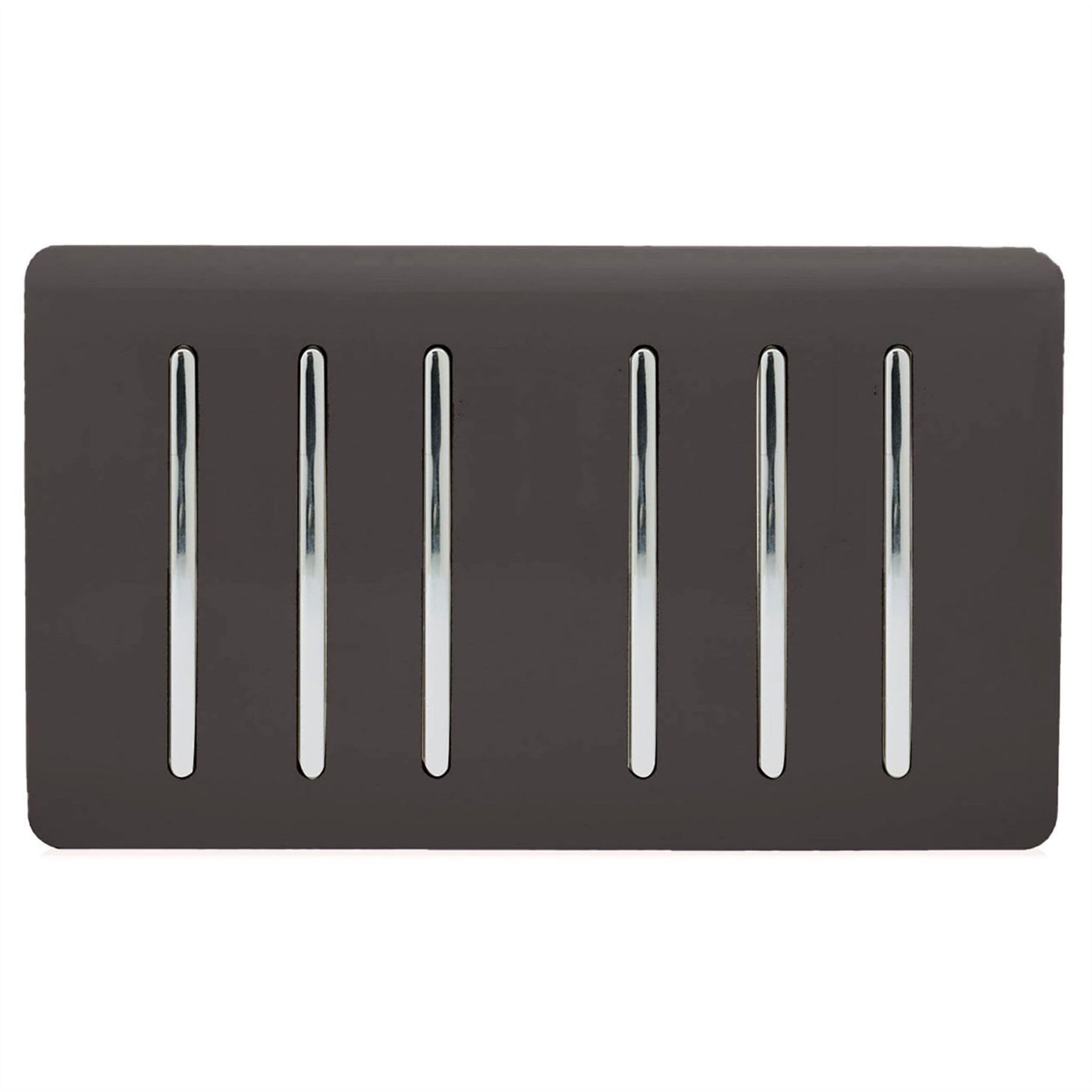 Trendi Artistic Modern Glossy 6 Gang 2 Way Rocker Double Plate Tactile Light Switch Dark Brown