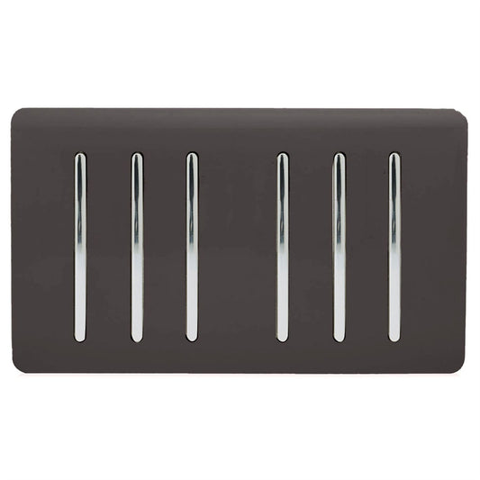 Trendi Artistic Modern Glossy 6 Gang 2 Way Rocker Double Plate Tactile Light Switch Dark Brown
