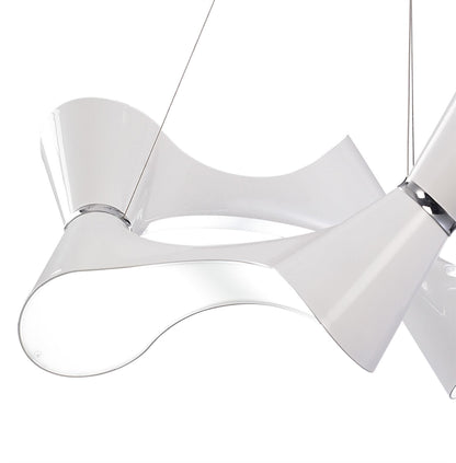 Mantra M1542 Ora Pendant 8 Twisted Round Light E27, Gloss White/White Acrylic/Polished Chrome