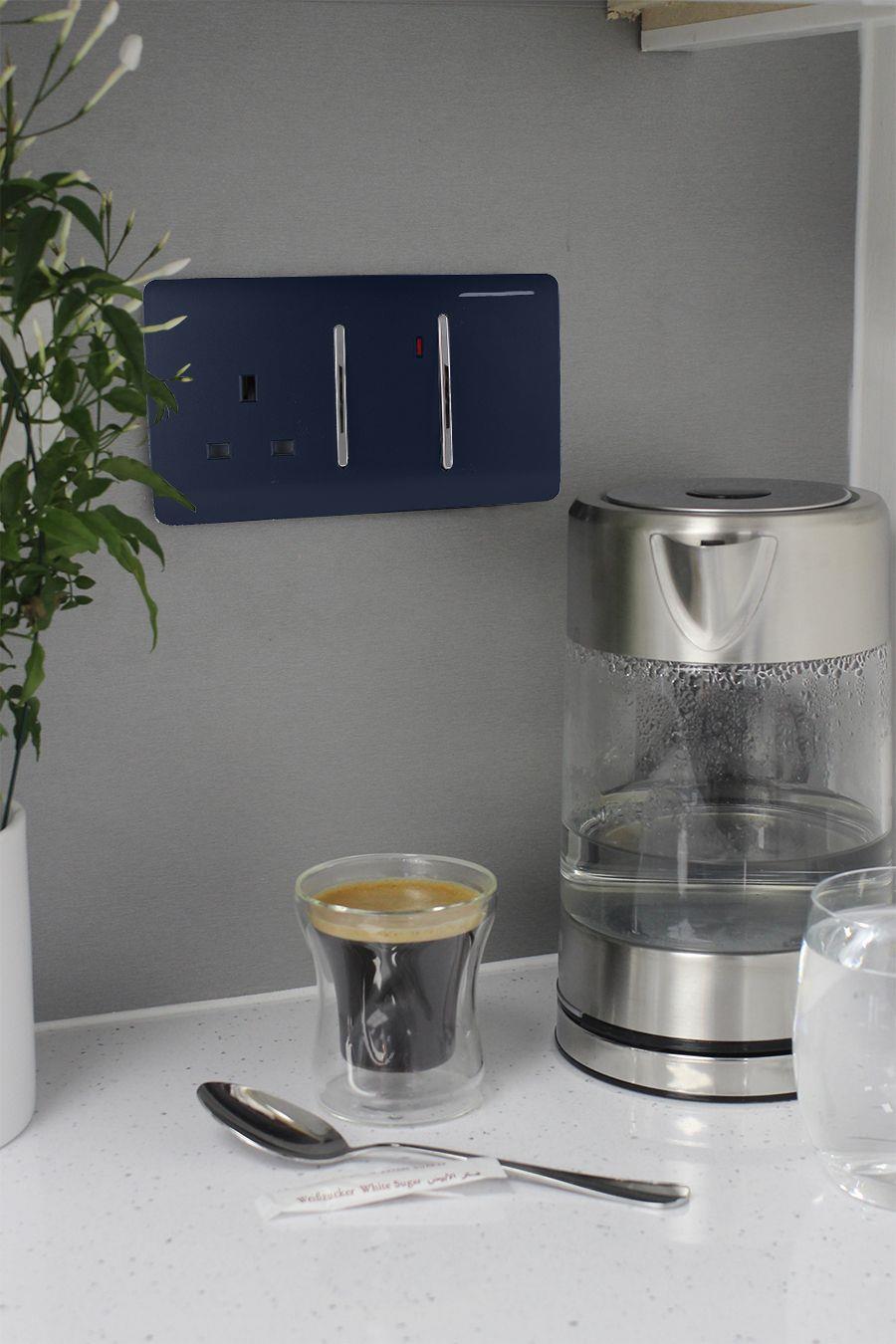 Trendi Artistic Modern Glossy 45 A Cooker Switch & Plug Socket Inc Neon Insert Navy