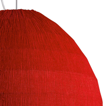 Diyas Domo 60cm  3 Light E27 Polished Chrome/Red Fabric Shade Ceiling Pendant Light Fitting