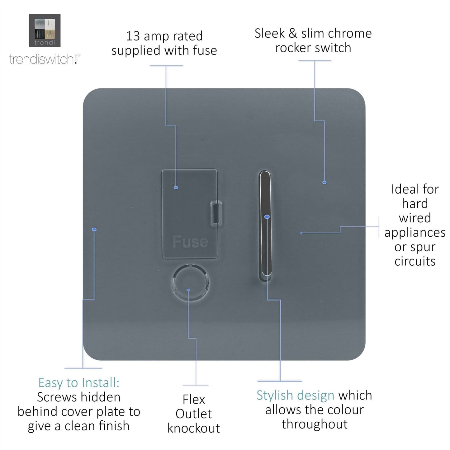 Trendi Artistic Modern Glossy Tactile Fused Spur Switch Warm Grey