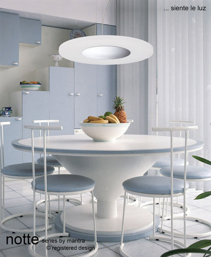 Mantra Fusion Notte 50cm Pendant 28W LED Round 3000K, 1800lm, Polished Chrome/Frosted Acrylic, 3yrs Warranty