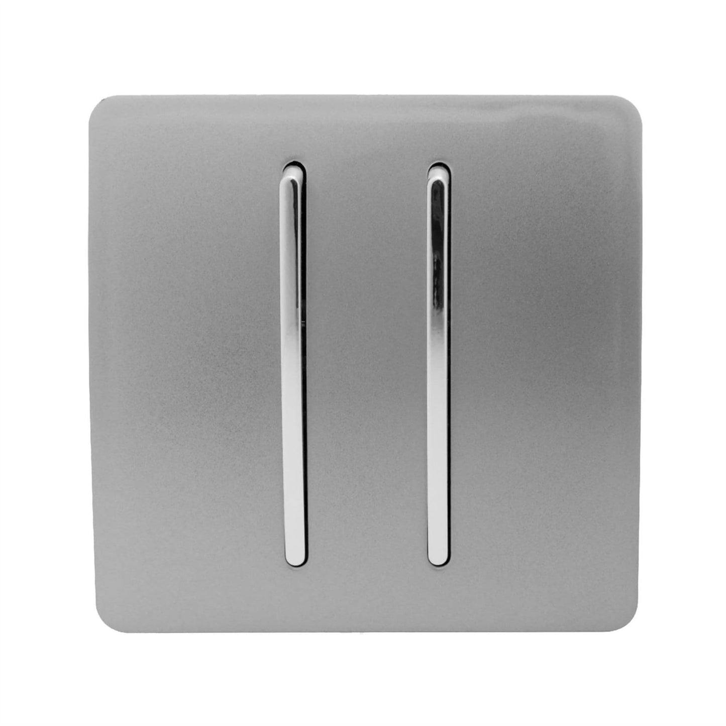 Trendi 2 Gang 2 Way Artistic Modern Glossy 10 Amp Rocker Tactile Light Switch Light Grey