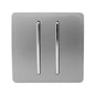 Trendi 2 Gang 2 Way Artistic Modern Glossy 10 Amp Rocker Tactile Light Switch Light Grey