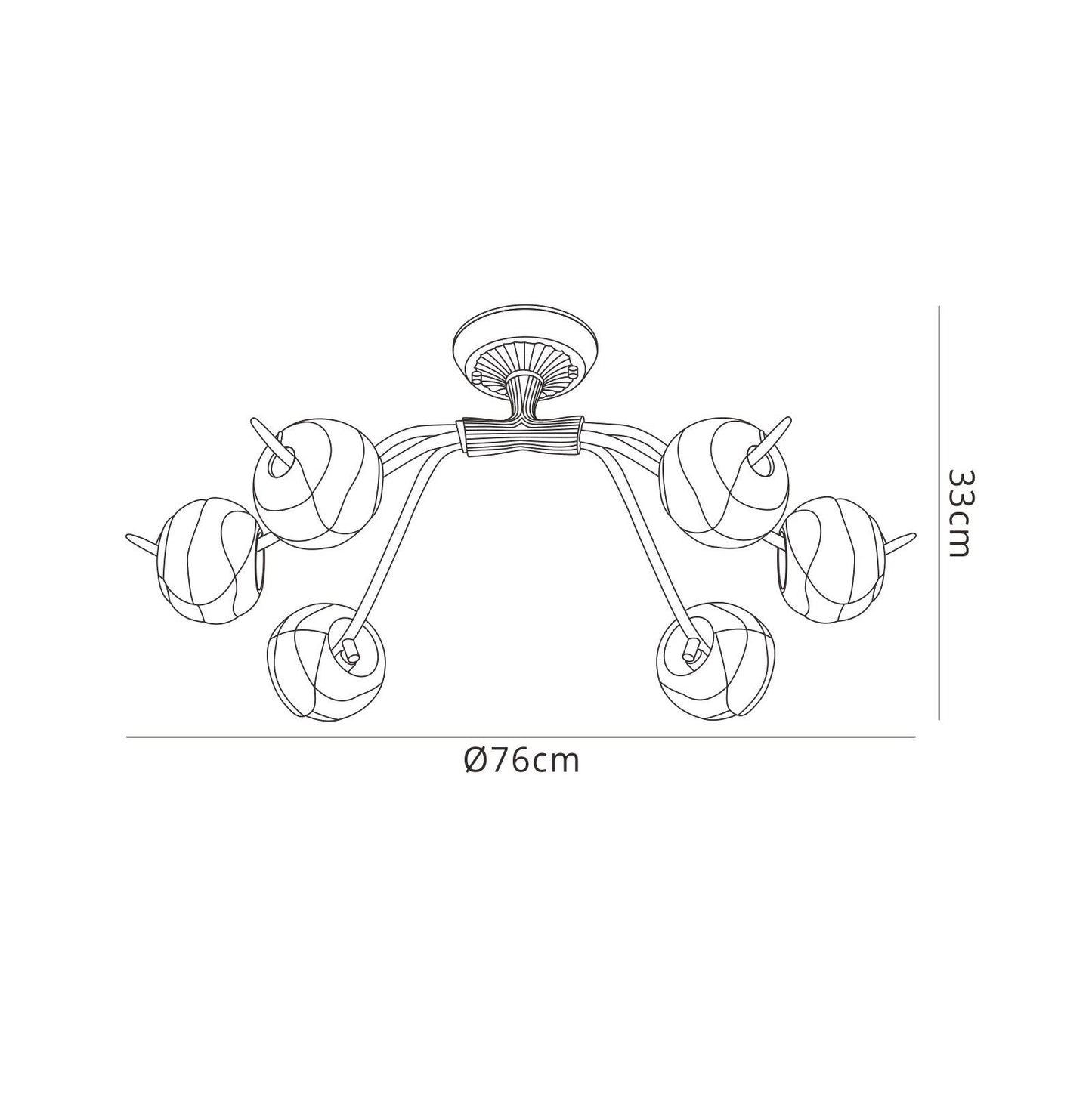 Mantra (0038 002) Wave 76cm Ceiling 6 Light G9, Rustic Gold