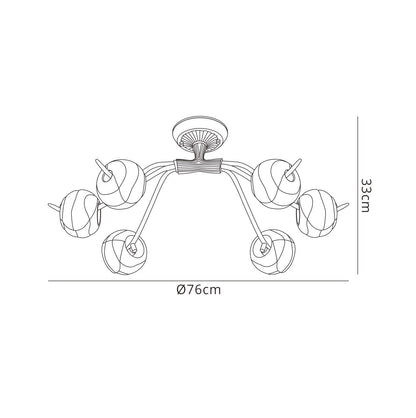 Mantra (0038 002) Wave 76cm Ceiling 6 Light G9, Rustic Gold