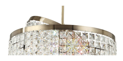 Diyas Cortina 40cm Telescopic  6 Light G9 with Adjustable Rings Antique Brass/Crystal Ceiling Pendant Light Fitting
