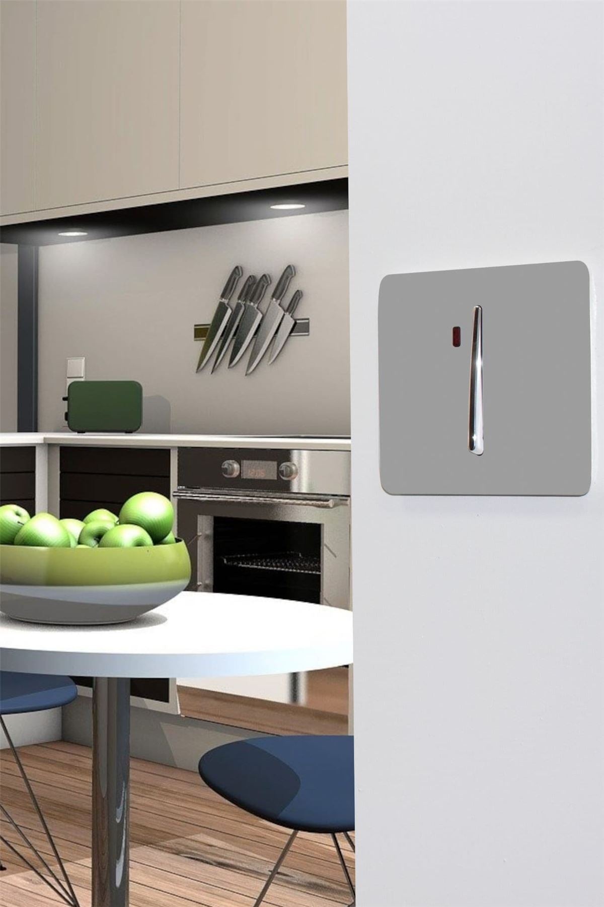 Trendi Artistic Modern Glossy 45 A Tactile Light Switch & Neon Insert Light Grey