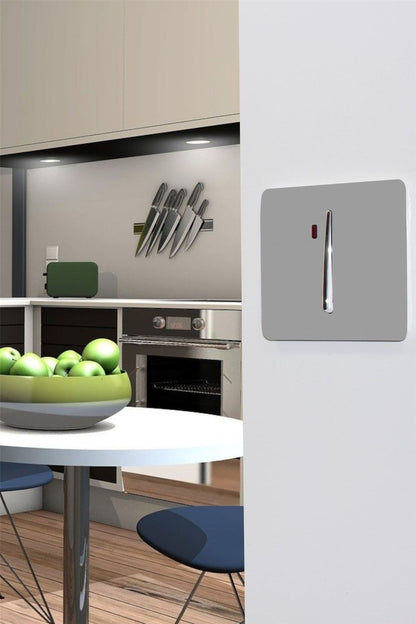 Trendi Artistic Modern Glossy 45 A Tactile Light Switch & Neon Insert Light Grey
