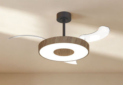 Coin Fan M 49cm 40W LED Dimmable Ceiling With Built-In 30W DC Fan, 3000-5000K Remote, APP, Alexa & Google Voice Control, 6400lm, Walnut/Black