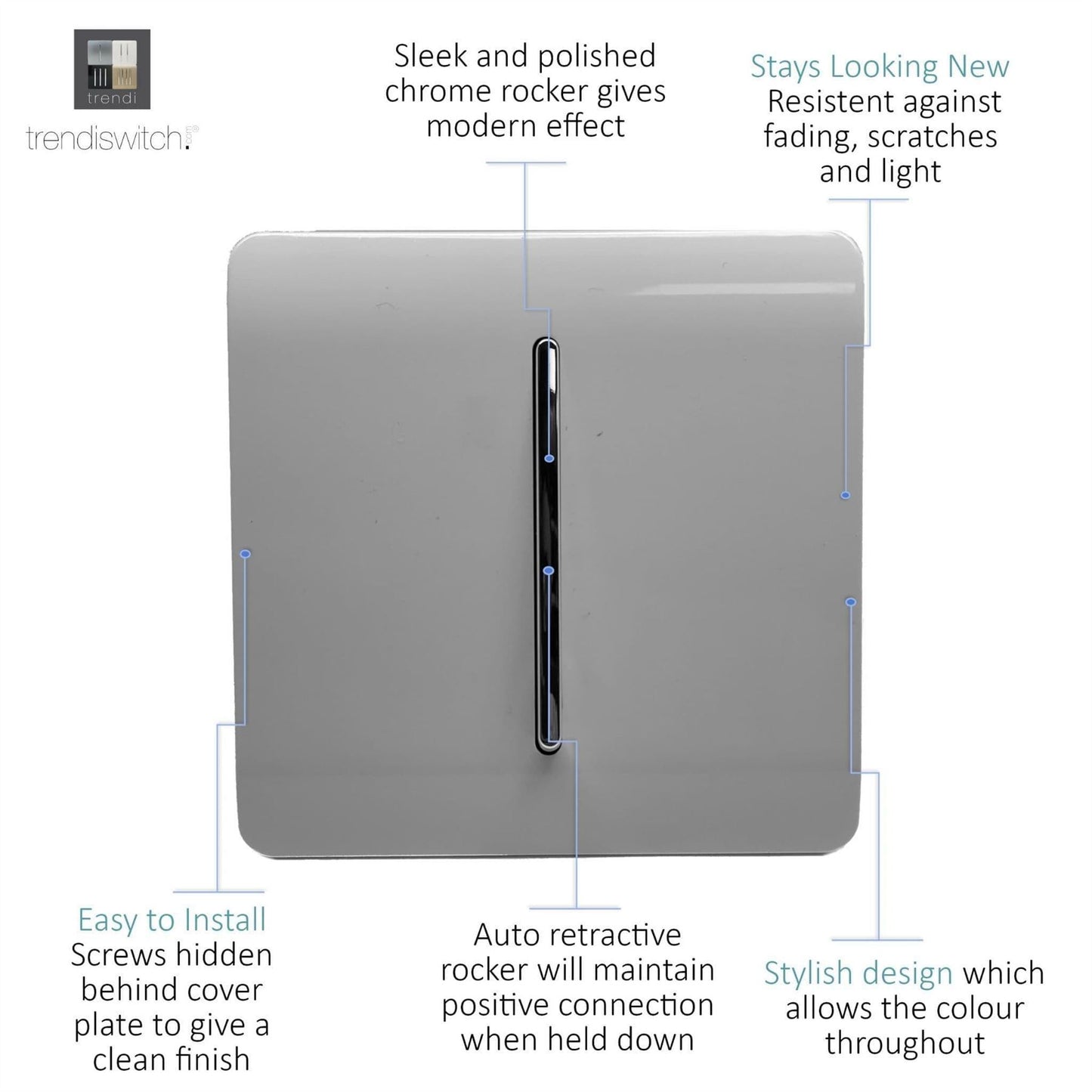 Trendi Artistic Modern Glossy  Home Automation Switch Light Grey