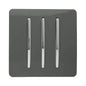 Trendi 3 Gang 2 Way Artistic Modern Glossy 10 Amp Rocker Tactile Light Switch Charcoal