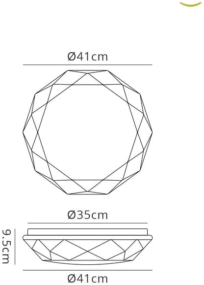 Mantra Fusion Diamante Smart 41cm Ceiling Light, 56W LED, 3000-5000K Tuneable White, 4000lm, Remote Control, APP, Alexa & Google Voice Control, White, 3yrs Warranty