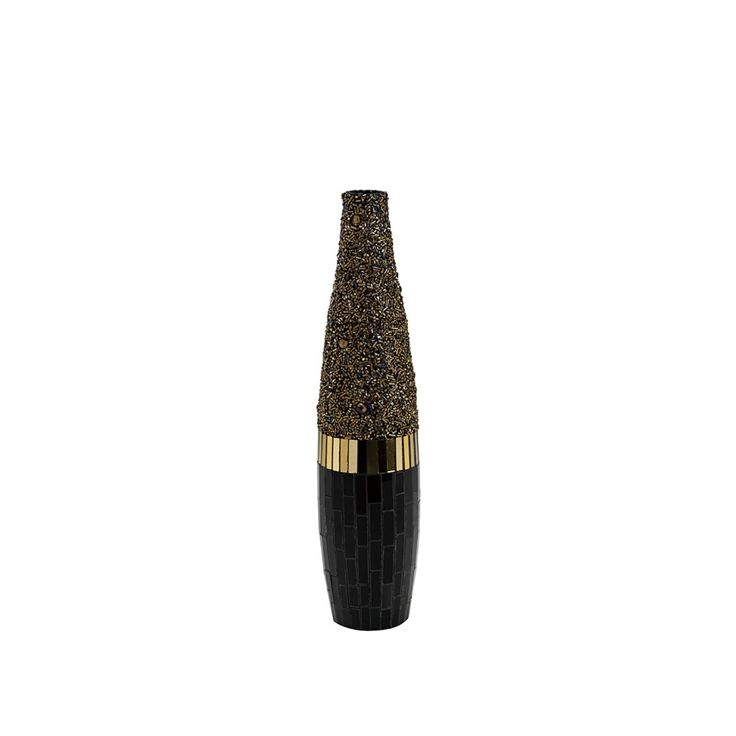 Diyas Home (DH) Mika Mosaic Vase Tall Black/French Gold Mosaic