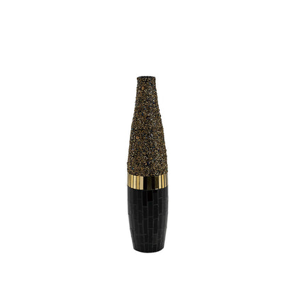 Diyas Home (DH) Mika Mosaic Vase Tall Black/French Gold Mosaic