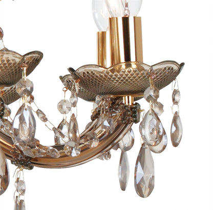 Deco Gabrielle Chandelier with Acrylic Sconce & Glass Droplets 8 Light E14 Mink Finish