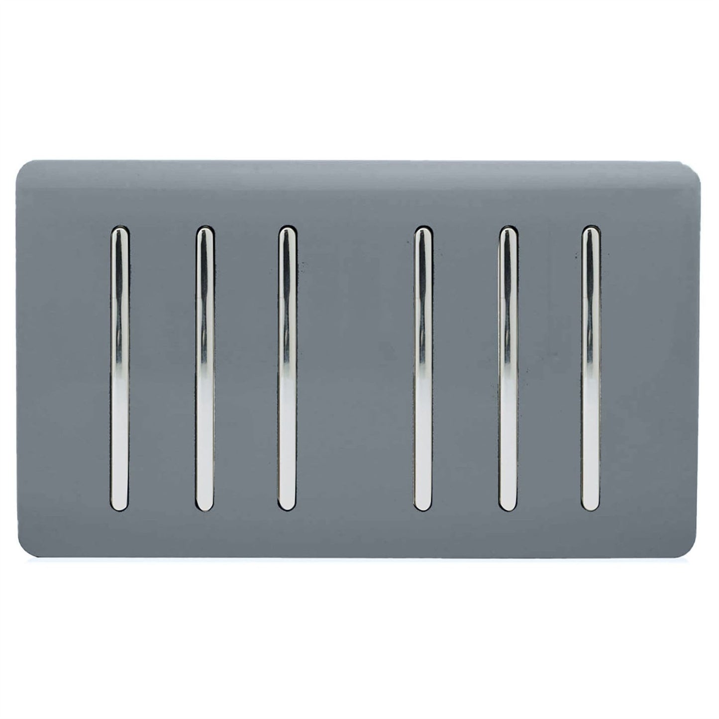 Trendi Artistic Modern Glossy 6 Gang 2 Way Rocker Double Plate Tactile Light Switch Warm Grey
