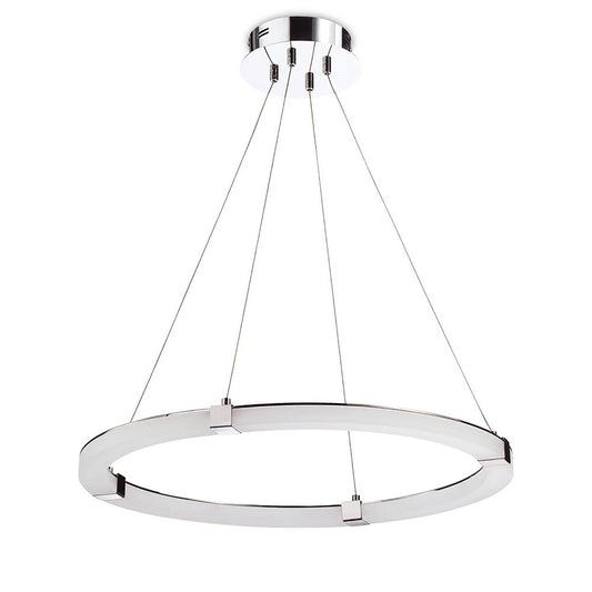 Mantra Fusion Taccia Taccía Pendant 28W LED Round 3000K, 2500lm, Polished Chrome/Frosted Acrylic, 3yrs Warranty