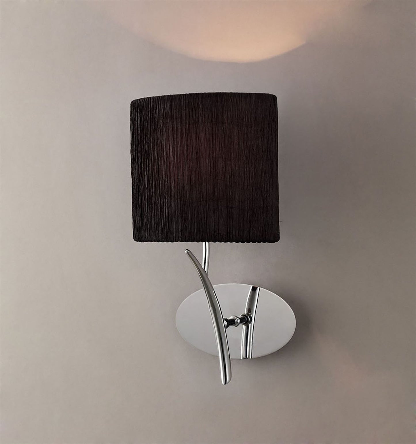 Mantra Eve Wall Light Switched 1 Light E27, Polished Chrome with White Oval Shade