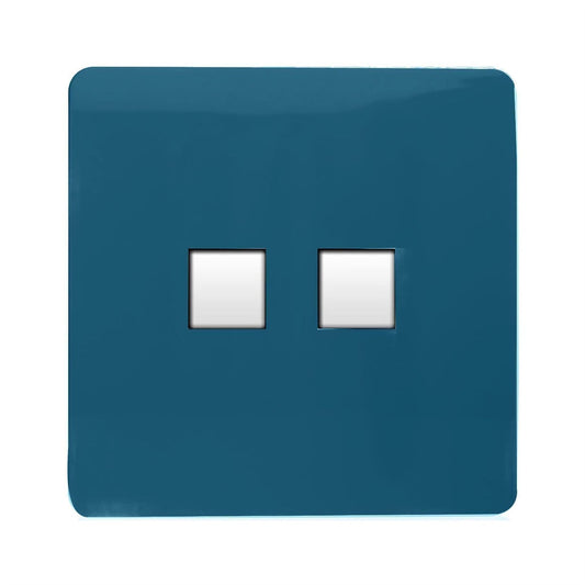 Trendi Switch 2 Gang RJ45 Cat 6 Modern Designer PC Ethernet Socket in Midnight Blue