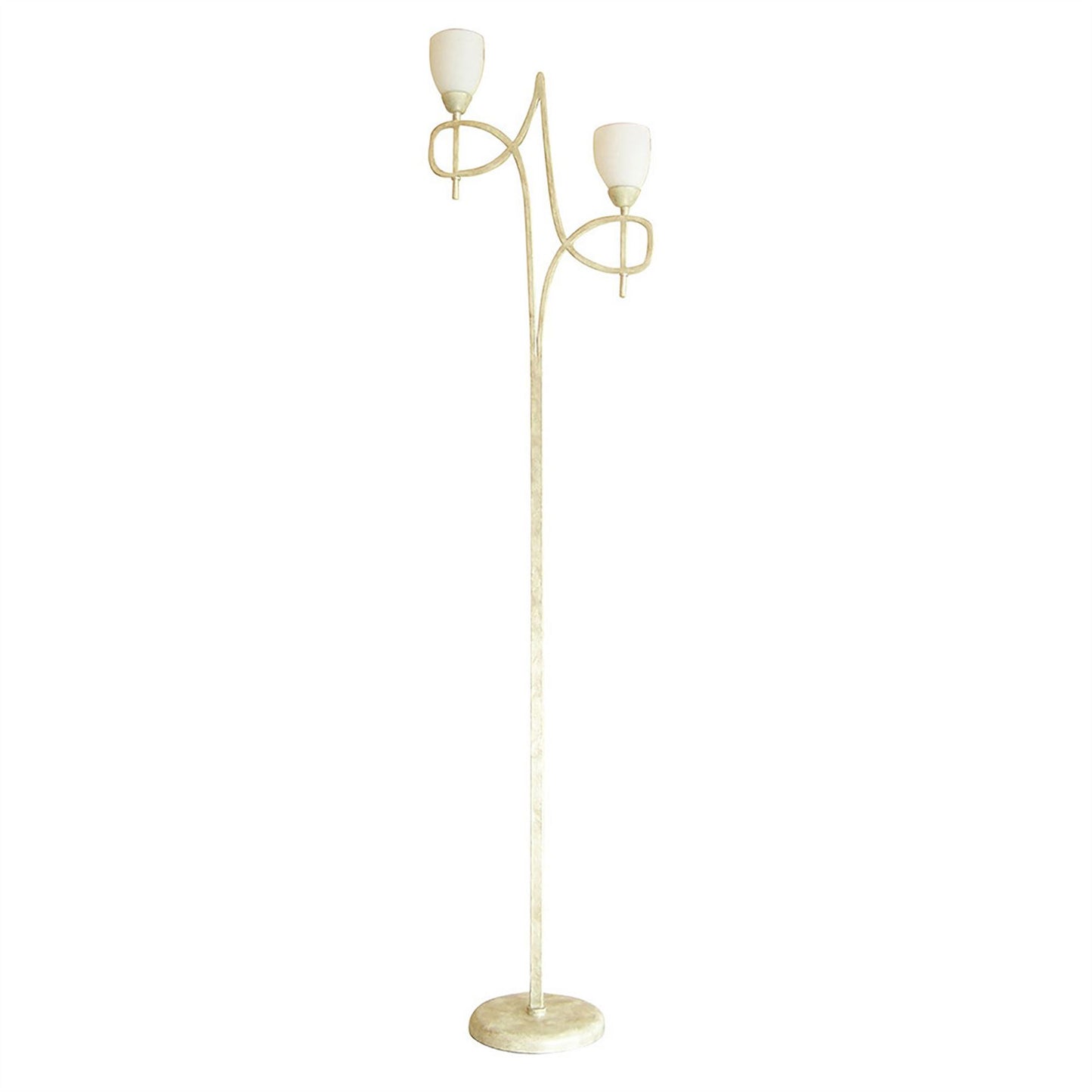 Diyas San Marino Floor Lamp with In-Line Switch 2 Light E14 Cream/French Gold/Opal Glass