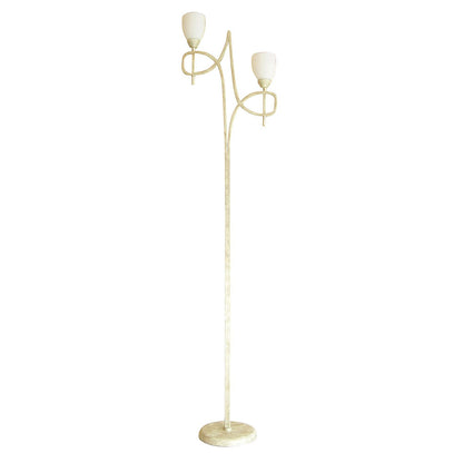Diyas San Marino Floor Lamp with In-Line Switch 2 Light E14 Cream/French Gold/Opal Glass