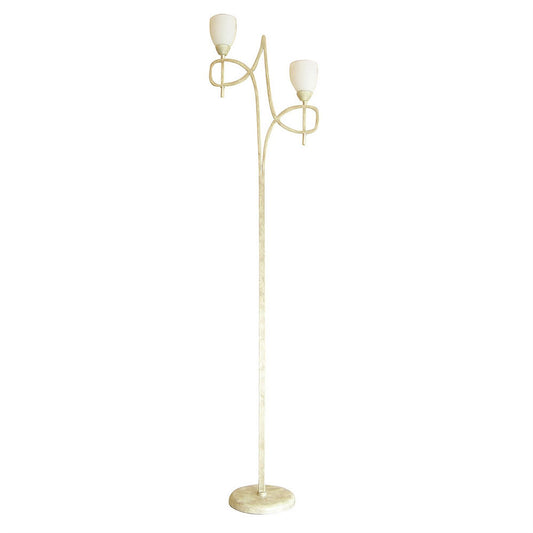 Diyas San Marino Floor Lamp with In-Line Switch 2 Light E14 Cream/French Gold/Opal Glass