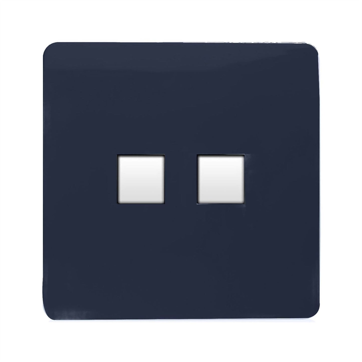 Trendi Switch 2 Gang RJ45 Cat 6 Modern Designer PC Ethernet Socket in Navy