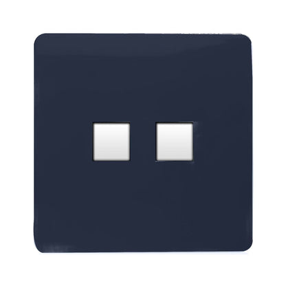 Trendi Switch 2 Gang RJ45 Cat 6 Modern Designer PC Ethernet Socket in Navy