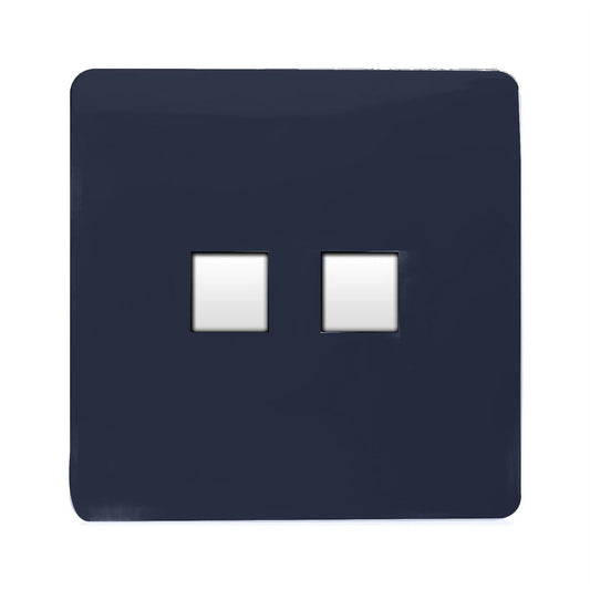 Trendi Switch 2 Gang RJ45 Cat 6 Modern Designer PC Ethernet Socket in Navy